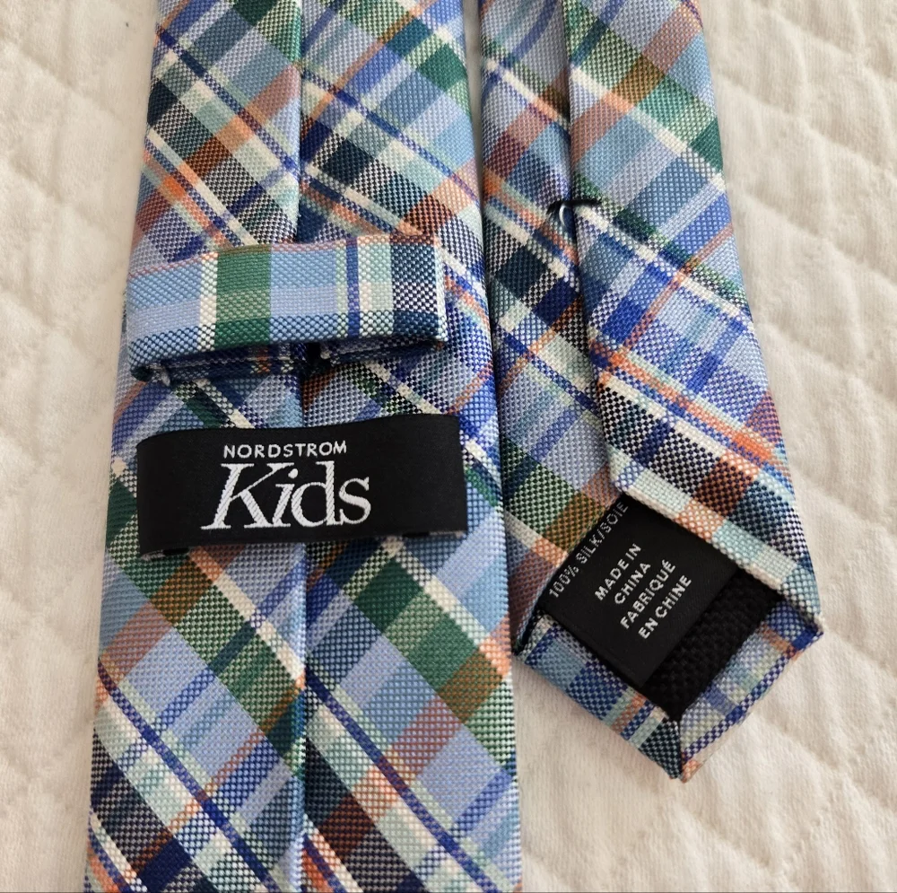 Nordstrom Boys Plaid Tie - Blue and Green